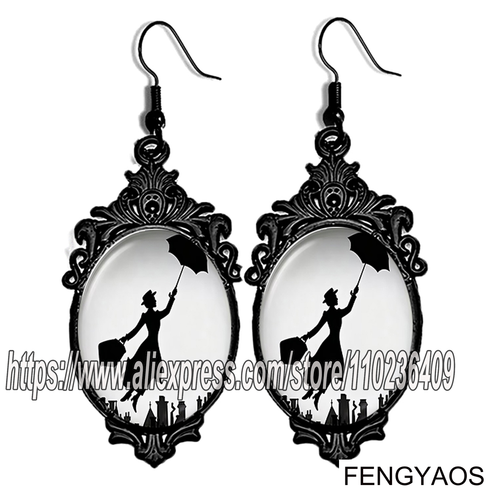 Women Jewelry Accessories For Black Dress - Nowe czarne kolczyki wiszące Mary Poppins