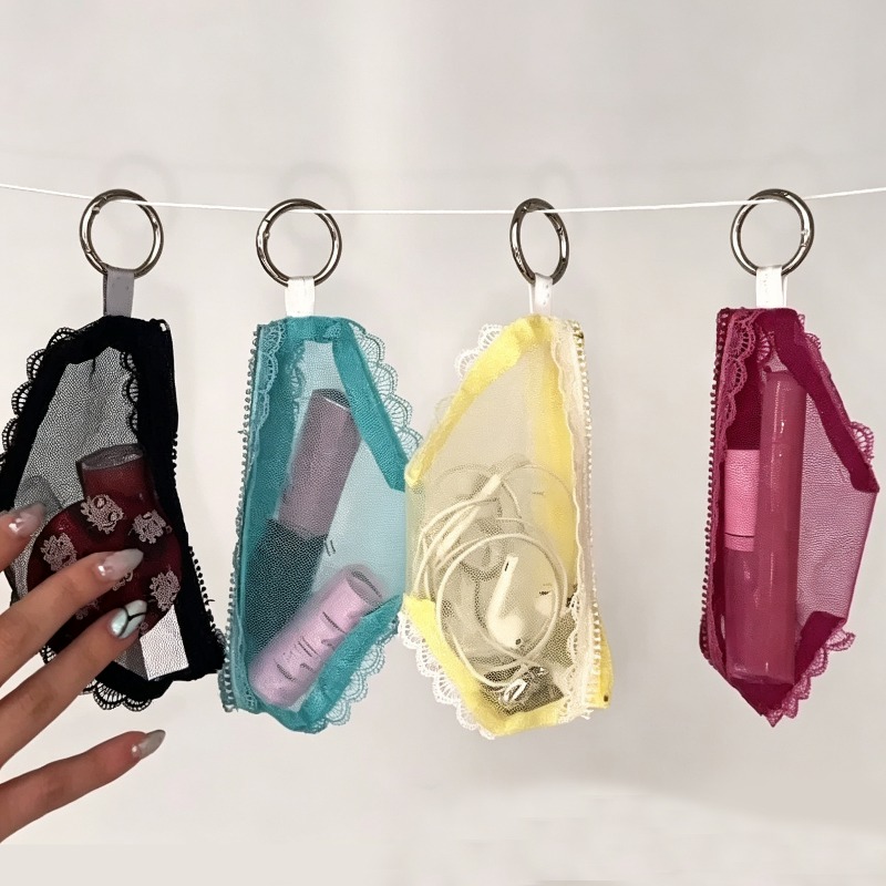 Women Accessories Clearance - Krótkie majtki z koronkowym wykończeniem, kosmetyczka