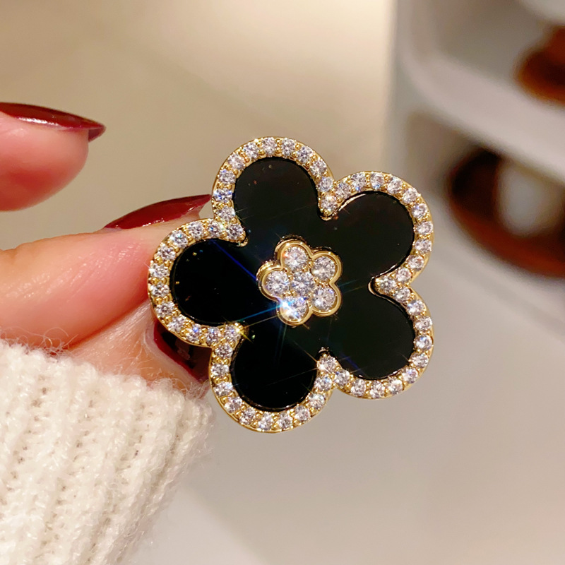 Women Jewelry Accessories For Black Dress - Czarne Broszki Kwiaty Dla Kobiet Pozłacane