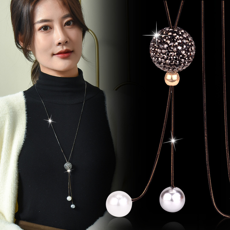 Czarna kryształowa kula długi  – Women Jewelry Accessories For Black Dress recenzja i cena