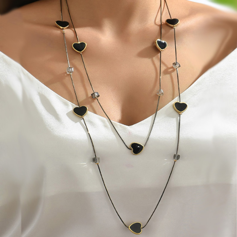 Wielowarstwowe czarne koraliki – Women Jewelry Accessories For Black Dress recenzja i cena