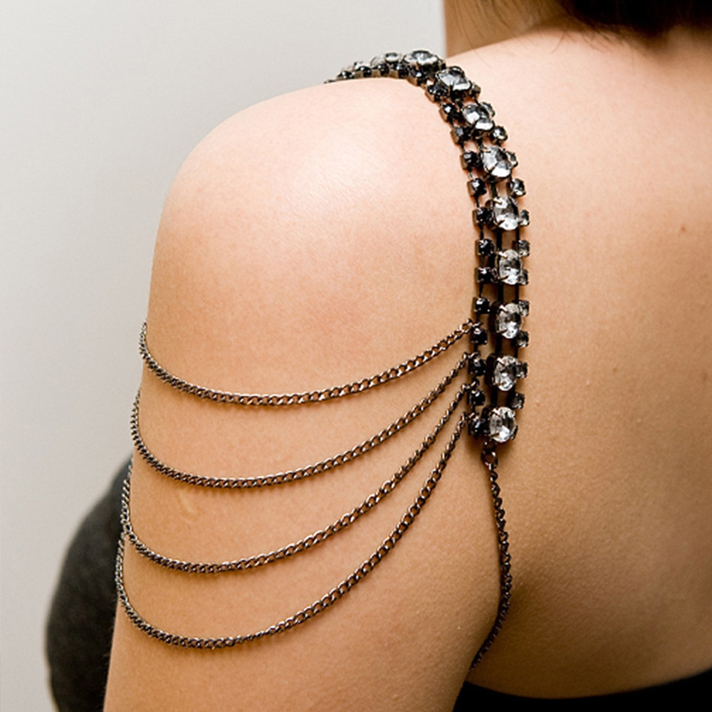 Czarny warstwowy pasek na rami – Women Jewelry Accessories For Black Dress recenzja i cena